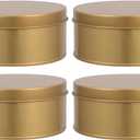 LUOZZY 4pcs Large Round Metal Tin Box for Cookie Candy Storage Airtight Food Container With Lids Golden Home Office Kitchen Use Gift Packaging Organizer