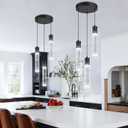 3-Lights Pendants Light for Kitchen Island Chandeliers Dining Room Pendant Lighting Fixture Bubble Crystal Ceiling Hanging Lights Bedroom Island Kitchen 6000K White Light Fixtures Black