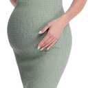Maternity Summer Midi Bodycon Dresses, Short Puff Sleeve Square Neck Ruffle Hem Mermaid Baby Shower Dress (Green, M)