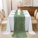 INVGEEXI 6 Pack Sage Green Cheesecloth Table Runners 35" x 120", Boho Rustic Farmhouse 10FT Gauze Table Runner for Wedding Baby Shower Birthday Party Holiday Decor