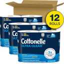 Cottonelle Ultra Clean Toilet Paper with Active CleaningRipples Texture, Strong Bath Tissue, 12 Family Mega Rolls = 66 Regular Rolls