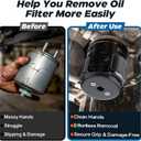 Meonum 3 Pcs Adjustable Oil Filter Removal Tool, Oil Filter Wrench Fit 2-1/2 to 3-1/8 Inch Filters, Include Gloves for Clean Hands, 3/8" Drive