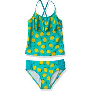 Kanu Surf Girls Charlotte Flounce Tankini Beach Sport 2-Piece Swimsuit (Lemonade Aqua) 12