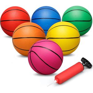 Dilabnba 6 INCH Rubber Basketball, Colorful Kids Mini Toy Ball, Children's Basketballs with Pump, Indoor Outdoor Fun Sports for Kids and Adults(7 Pack) Dilabnba 6 INCH Rubber Basketball, Colorful Kids Mini Toy Ball, Children's Basketballs with Pump, Indoor Outdoor Fun Sports for Kids and Adults(7 Pack)
