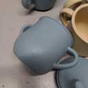 Silicone Toddler Cups Set, 2 Straw Cups and 2 Sippy Cups for 6+ Months Baby, Leakproof Spillproof Training Cups with Handles, Easy Clean (Blue+Beige)