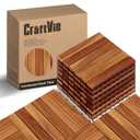 10 PCS Premium Acacia Interlocking Deck Tiles  12" x 12" Waterproof Hardwood Flooring (Not Fir, Not Plastic)  All-Weather Decking for Patio, Balcony, Garden, Indoor & Outdoor Use (10PCS - Checker Pattern)