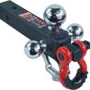 Trailer Hitch Tri-Ball Hitch with Rotatoble Tow Shackle and Tow Hook, fits for 2-inch Receiver, Chrome Trailer Ball