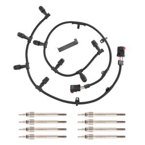 Glow Plug Connector Wire Harness with 8pcs Glow Plugs Compatible with F250 F350 F450 E350 E450 Super Duty 6.0L Powerstroke 2004-2010, Replace 5C3Z-12A690-A 4C2Z-12A690-AB