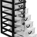 Rempry Mini Plastic Drawers Organizer, 7.1"cx5.1"x13.2" Small Storage Drawers Containers with 7 Clear Drawer Units, Black