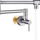 Brushed Nickel Pot Filler, Pot Filler Faucet Wall Mount, Brass Folding Stretchable with Double Joint Swing Arm Single Hole Two Handles Kitchen Restaurant