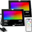 ILC LED Flood Light 30W Outdoor RGB Color Changing, Smart Floodlights RGBW 2700K Warm White & 16 Million Colors, 20 Modes, Grouping, Timing, IP66 Waterproof (2 Pack)
