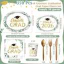 Pajean 350 Pcs Class of 2026 Greenery Graduation Party Decorations 12 inch Disposable Sage Green Leaves Oval Plates Napkins Green Heavy Duty Paper Tableware Set for 50 Guests Grad Party Supplies