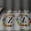 Set of 2 Reusable Monogram Letter "Z" Personalized Tote Bags for Women, Floral Design (29 Inches)