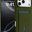 DREOLA Designed for iPhone 17 Pro Wallet Case with Card Holder, Soft Silicone Cover Microfiber Lining for Women Men, Camera Protection Shockproof Wallet Phone Case for iPhone 17 Pro Green