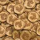 UNIQOOO Wax Seal Stickers - Eucalyptus Wedding Invitation Envelope Seal Stickers, 100 Pcs Self- Adhesive Antique Gold Stickers, Perfect for Invitation, Christmas, Gift Wrapping, Party