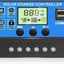 [Upgraded] 30A Solar Charge Controller, 12V/ 24V Solar Panel Regulator with Adjustable LCD Display Dual USB Port Timer Setting PWM Auto Parameter