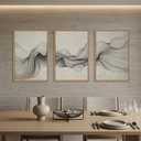 Aurlan Large Neutral Abstract Framed Canvas Wall Art Set-24"x36"x3