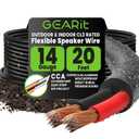 GEARit 14 Gauge Speaker Wire Cable,14 Gauge Wire CL3 Rated 20ft,Audio Cable with Red/Black Color Coded,Outdoor Speaker Wires for Home,Car,Outdoor,Patio,Garden,in-Wall,Backyard,CCA(Black,2-Conductors)