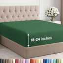 Extra Deep King Fitted Sheet - Hotel Luxury Single Fitted Sheet Only - Easily Fits 18 inch to 24 inch Mattress - Ultra Soft, Wrinkle Free with Extra Deep Pockets - Breathable & Comfy - Emerald Green