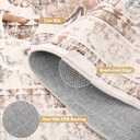 Ileading Bohemian Vintage Area Rug 5x7ft,Machine Washable Low-Pile Living Room Accent Carpet Non-Shedding rugs for Bedroom Non-Slip Floor Throw Rugs for Kitchen,Dining Room,Kids Playroom(Beige&Orange)