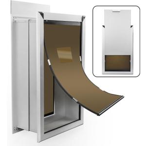 XL Dog Door for Wall - Aluminum Doggy Door for Wall Mounting - Double Flap for Ruff Weather, Extra Large Size for Giant Breed- Pet Safe Design