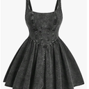 SOLY HUX Women's Plus Size Scoop Neck Denim Dress Sleeveless A Line Flowy Mini Jean Dresses, size M