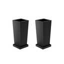 Toriexon Metal Tall Outdoor Planters Set of 2, 18 inch Durable Tall Planters with Rust-Proof Coating & Drainage Insert Shelve & Trays, Black Outdoor Planters for Porch, Garden, Patio, Yard