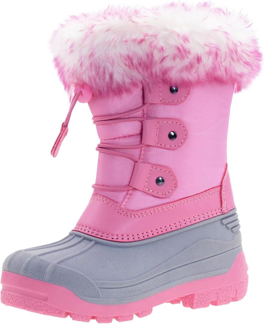 CyKie Girls Winter Snow Boots for Kids Boys Girls Insulated Waterproof Outdoor Shoes (9 Toddler, Pink)