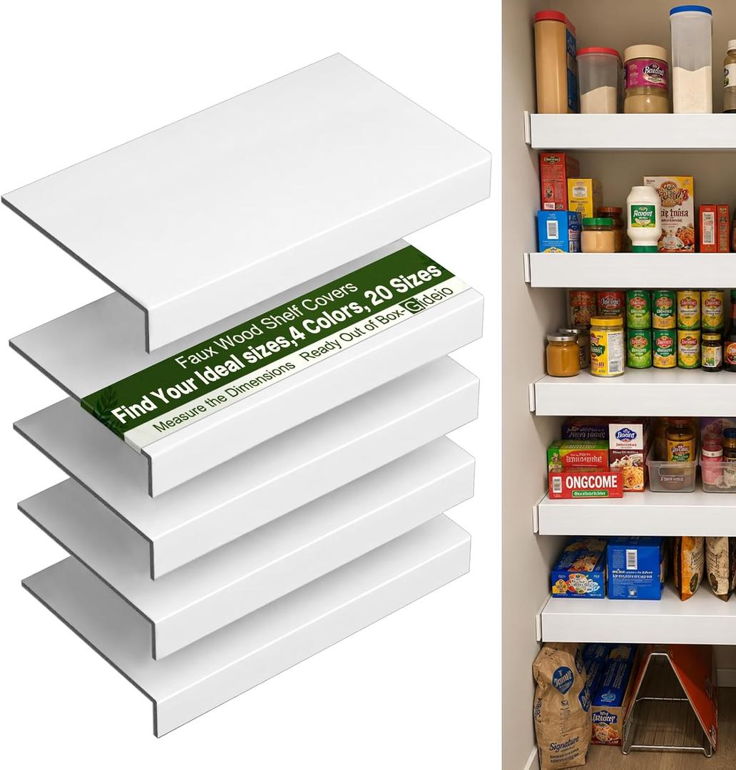 5 Pack 48x16in Wire Shelf Cover for Pantry, Closet, Kitchen – Waterproof PVC Wood-Look Wire Rack Covers for Shelves，No-Tool Installation