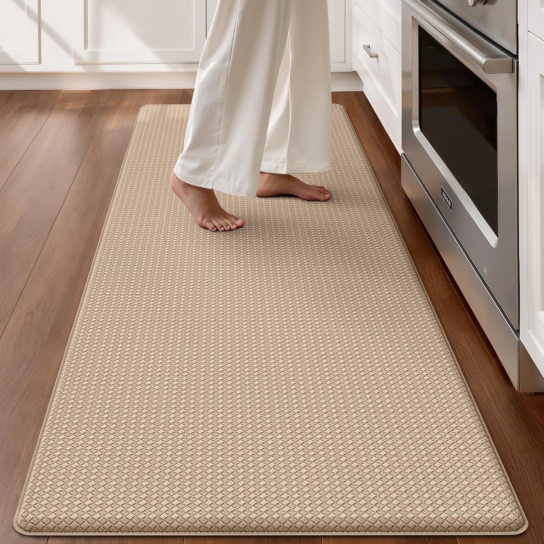 Color&Geometry Wide Kitchen Floor Mat 24x87 Anti Fatigue Easy Clean, Beige | Water&Oil Proof, Ideal For Light Cooking/Low Traffic Homes, Anti Slip, For Comfort Standing, Bright Kitchen Decor