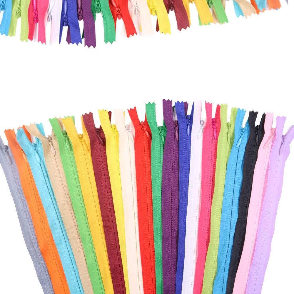 Renashed 45pcs 21.5 Inch Mix Nylon Invisible Zippers for Tailor Sewer Sewing Craft Crafter's Special 20 Colors (Mix Color)