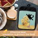GOOZHO Funny Black Cat Flower Pot Holders with Pockets, Cat Kitchen Decor, Abstract Painting Black Kitten Oven Pot Holders Heat Resistant Oven Mitts Hot Pads for Kitchen Baking Cooking