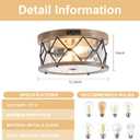 Motion Sensor Outdoor Flush Mount Ceiling Light, Industrial Glass Rustic Wood-Like Finish 2-Light Ceiling Lamp for Porch, Entryway, Garage, Timer and Sensitivity Adjustable (Wood-Like-Round)