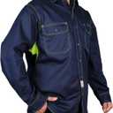 BOCOMAL FR Shirt for Summer Lightweight Vented Mesh Back and Underarm Breathable Flame Resistant Welding Button Down Shirts (Large Tall, Navy)