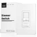 MOES Dimmer Light Switch, 3 Way & Single Pole Dimmable for LED, CFL, Incandescent, Halogen, 600Watt Max, ON/Off with Dimming Slide for Bedroom Hallway, No Neutral Wire Required (1 Pack with Wall Plate, White)