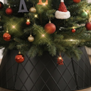 Lanpn Metal Christmas Tree Collar 20 inch, Christmas Tree Ring Collar for Small Mini Pencil Xmas Stand Cover Real Artificial Trees Indoor Outdoor Decoration Metal Tree Collar Black Palettes