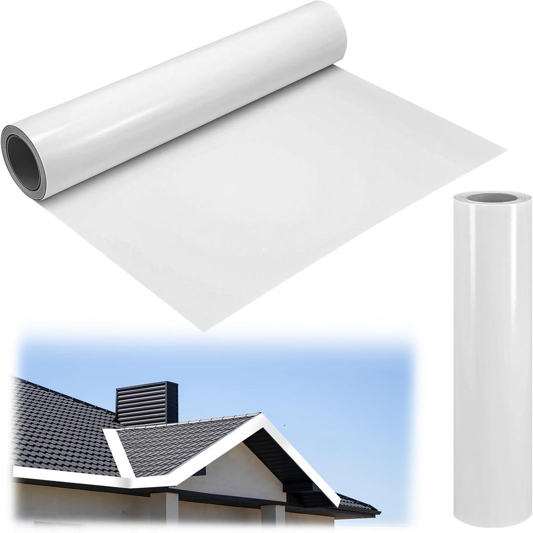 LEIFIDE 1 Rolls White Aluminum Trim Coil 24 Inch x 50 ft Metal Flashing Roll for DIY Roofing Repair Installation