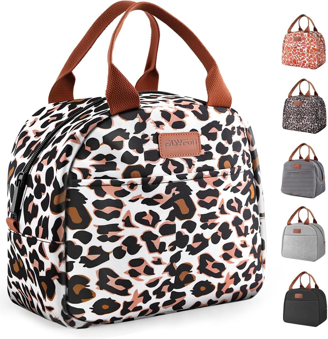 EASYFUN Lunch Bag for Women & Men, Adult Insulated Leakproof Lunch Box Bags with Large Capacity, Cooler Tote Bag for Work/Travel/Office/Outdoor (Panther Brown)