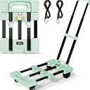 Folding Hand Truck, Dolly Cart with 4 Wheels (2 with Brake) & 2 Elastic Straps, 500 LB Heavy-Duty Trolly Cart for Moving, Travel, Luggage,Shopping, Office Use, Green
