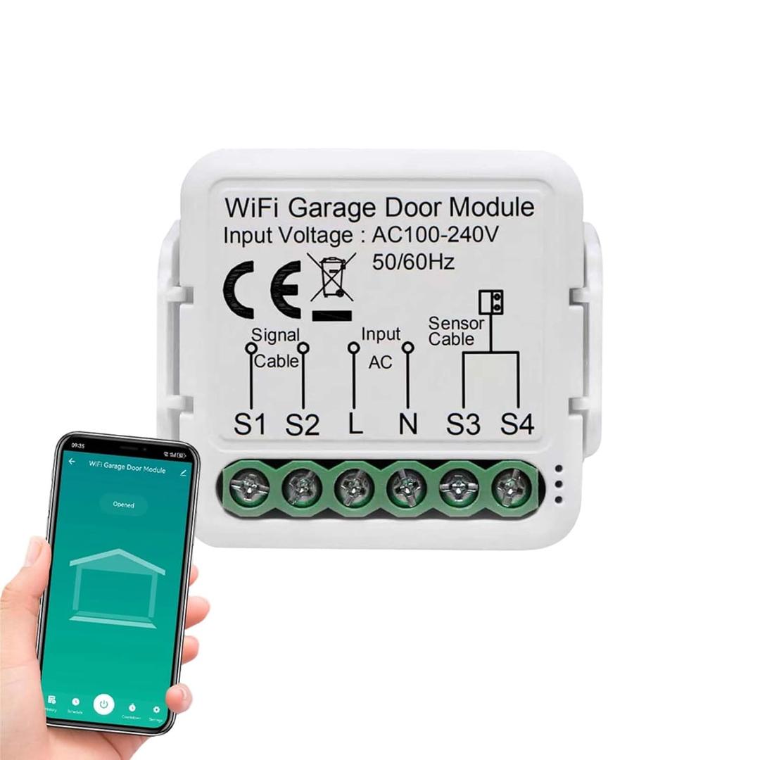 Smart WiFi Garage Door Opener - Bryxium Universal Wireless Remote Openers Gate Switch Sensor Remote, Compatible with Alexa and Google Assistant Devices, SmartThings, App Control, No Hub Required