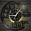 12'' Kitchen Vinyl Record Wall Clock 7 Kinds of LED Color, Kitchen Heart Home Theme Wall Clock Night Light Silent Non Ticking Coffee Bar Wall Watch Clock for Women Wife Restaurant Dining Room