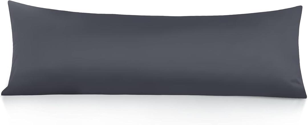 Leeden Body Pillow Cover, 100% Cotton, 800 Thread Count Pillowcase, Soft Breathable Long Pillow Case for Adults, Envelope Closure (Grey,21"x 54")