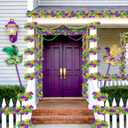 50 FT Mardi Gras Decorations Tinsel Garland with Mask, Purple Green Gold Shiny Metallic Twist Mardi Gras Garland for Home Tree Mantle Stairs Porch Indoor Outdoor Carnival Party Decor