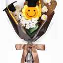 Riceshoot Graduation Gifts Bear Flowers Bouquet 2026 Graduation Bouquet Gift Crochet Bear Artificial Sunflower Set with Greeting Card for Her or Him Grad Party Gifts Favors Supplies