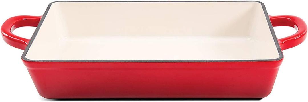 Crock Pot Artisan 13 Inch Enameled Cast Iron Lasagna Pan, Scarlet Red