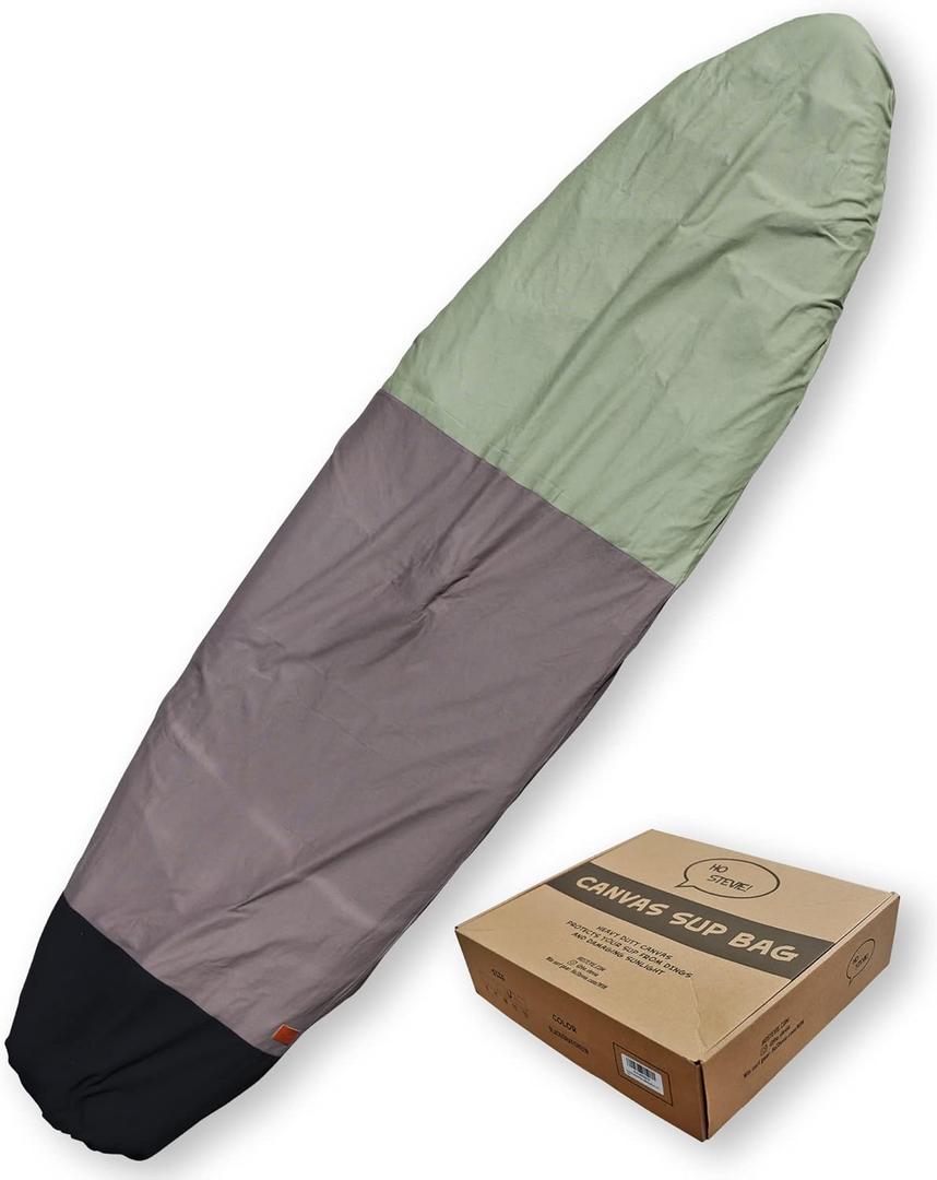Ho Stevie! Canvas SUP Bag Cover - Prevent Sun Damage - Durable 100% Natural Cotton Canvas Protective Bag for Stand Up Paddle Boards (Black/Gray/Green)