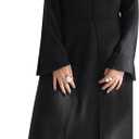 2PCS Womens Muslim Abaya Dress Soft Light Prayer Clothing Stand Collar Full Coverage Cardigan Dress Outfits (Medium, Black)