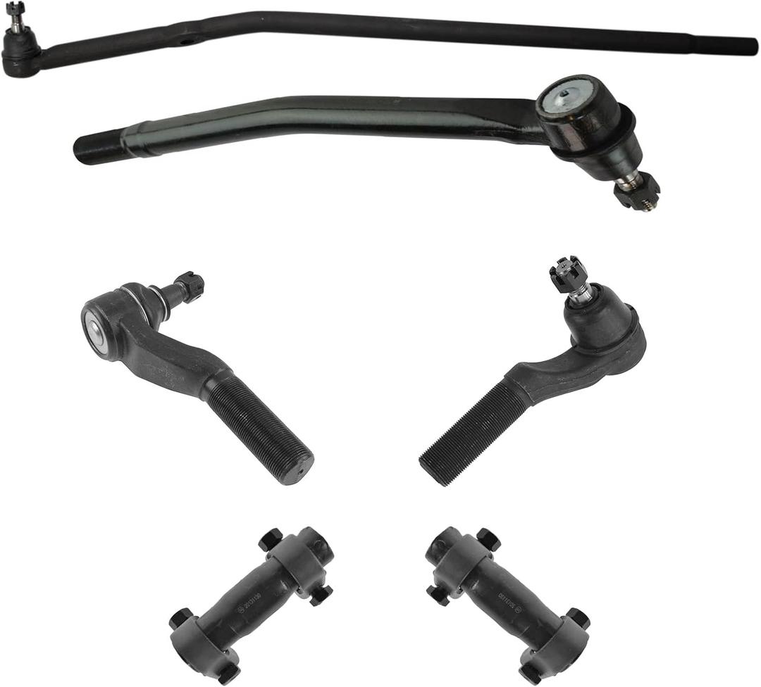 TRQ Front Steering Kit Drag Link Tie Rod Tie Rod Adjusting Sleeve Compatible with 2008-2014 Ford E-150 E-250 2008-2019 E-350 Super Duty E-450 Super Duty