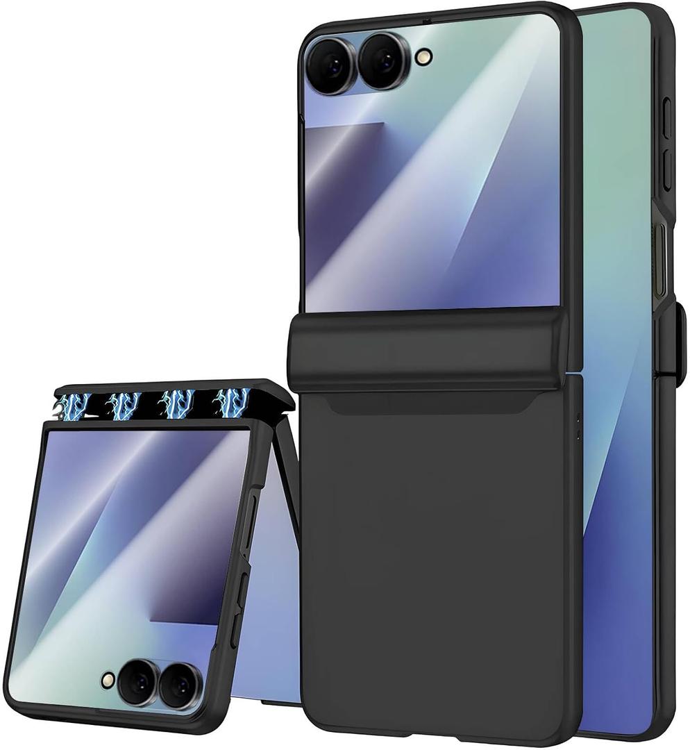 STORMTAL for Samsung Galaxy Z Flip 7 Case, Hinge Protection, Built-in Screen Protector, Wireless Charging, Shockproof, Slim Rugged Phone Protective Case for Galaxy Z Flip 7 Black