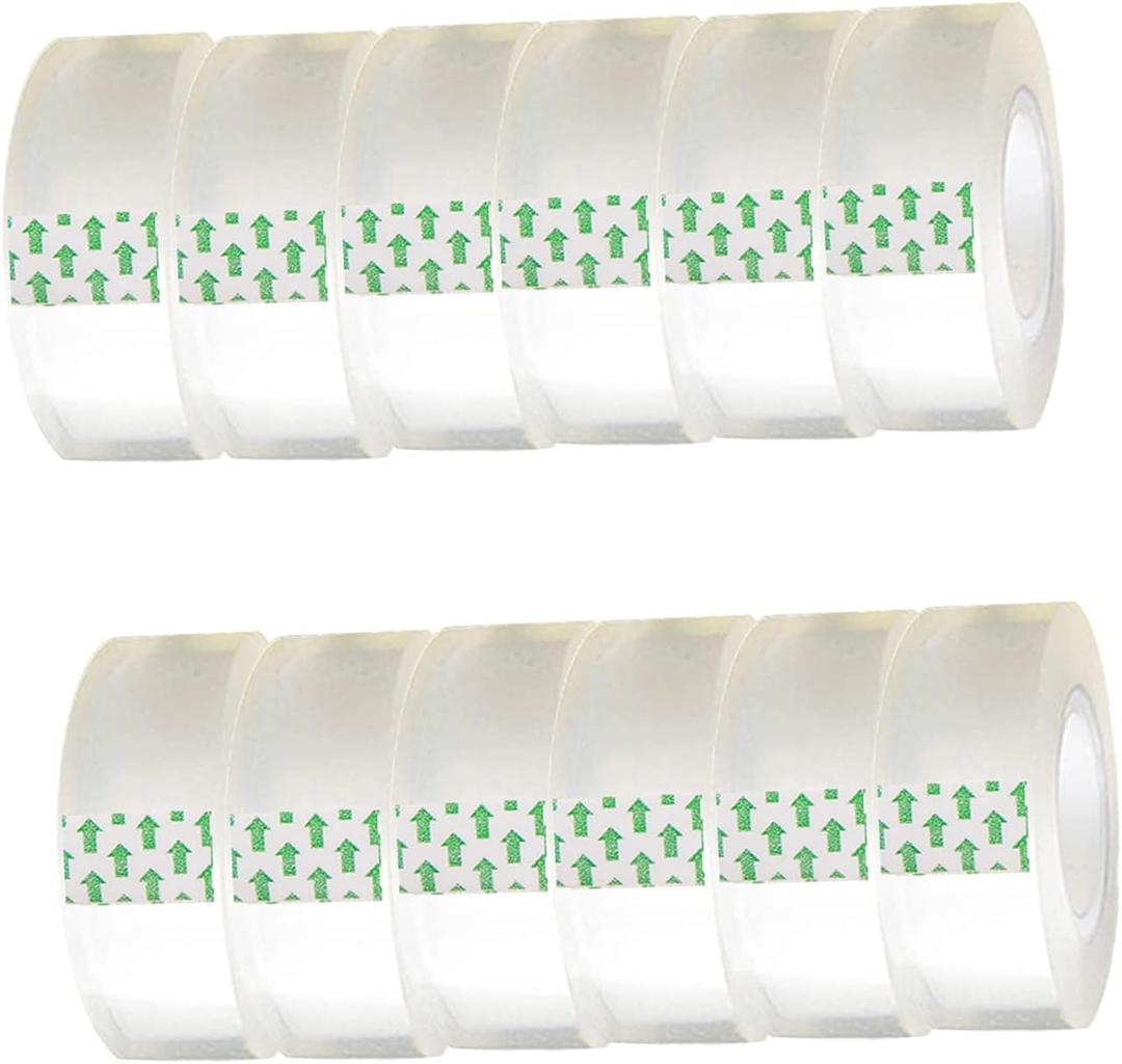 WUKAKA 12 Pack Transparent Tape Clear Tape Refills Rolls Each Roll 3/4 x 1000 Inches, 1 inch Core, for Office, Home, School